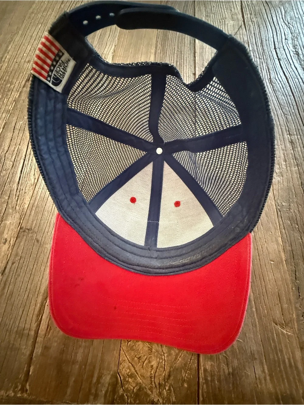 The North Face Red Front Navy Mesh Snapback Hat